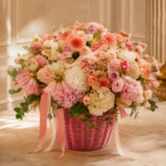 Front view of the Villa Rosé XL luxury flower basket