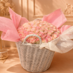 151 Pink Roses & Backet (#151) - Image 2
