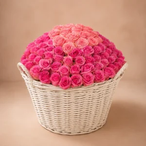 300 pink roses dome luxury flower basket by Saint Barbara Flowers