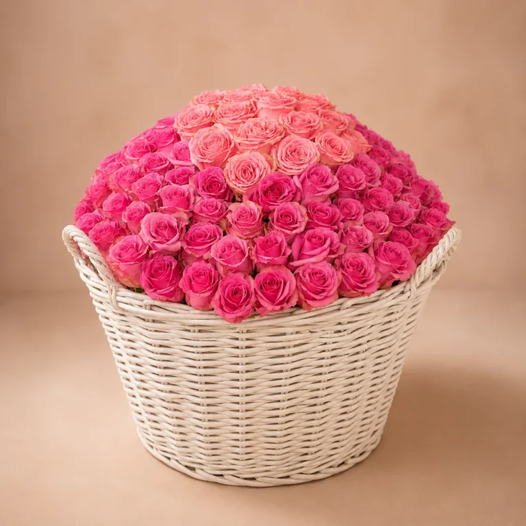 300 pink roses dome luxury flower basket by Saint Barbara Flowers