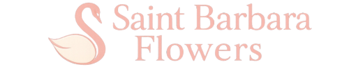 Логотип Saint Barbara Flowers с элегантными цветами и стильным шрифтом.