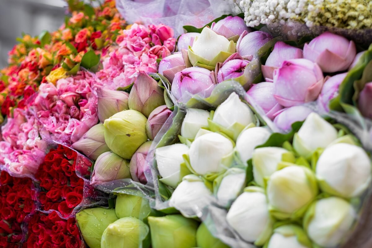 Professional florist preparing fresh flowers Monaco