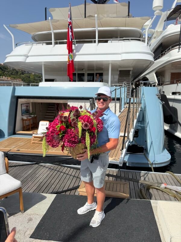 Yacht flowers Monaco arrangement in main salon