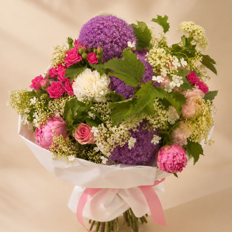 Peacock Bouquet with colourful seasonal and exotic flowers for Monaco delivery