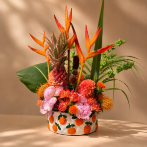 Front view of the Riviera Exotic Mini luxury tropical flower composition