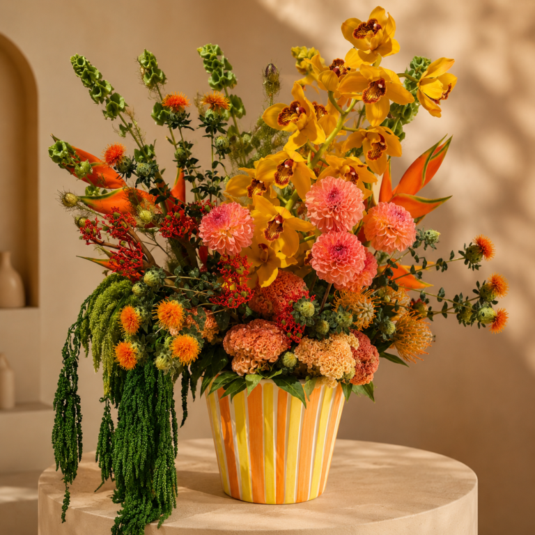 Riviera Exotic Signature large exotic flower arrangement for Monaco delivery