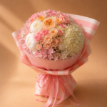 Close-up of delicate pastel seasonal flowers in the Tender Cloud bouquet