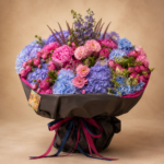 The Prestige seasonal hydrangea bouquet delivered in a glass vase in Monaco