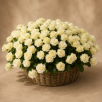 Éclat Blanc – 151 White Dutch Roses Luxury Basket - Image 2