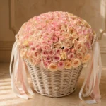 201 champagne roses premium basket by Saint Barbara Flowers