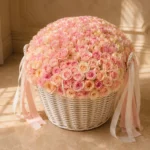 Luxury basket of 201 champagne roses by Saint Barbara Flowers