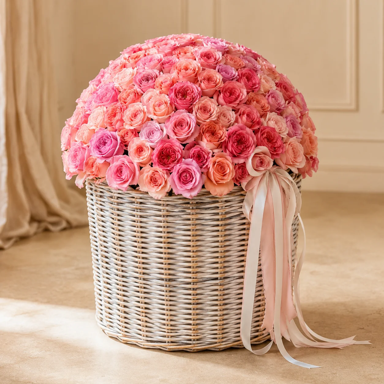 The Royal Rose Basket with 151 premium roses by Saint Barbara Flowers