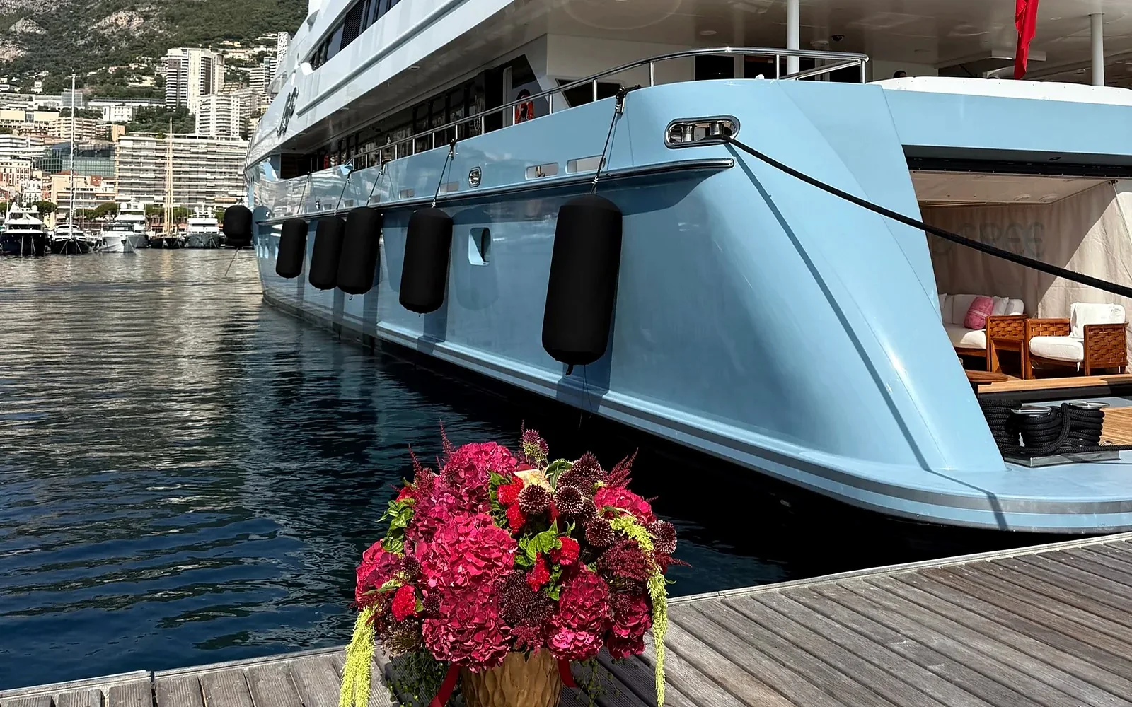 Saint Barbara Flowers yacht floral installation in Monaco