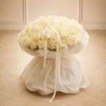 White Majesty 201 premium white roses floral arrangement detail