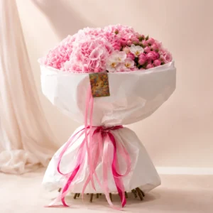 Nuage Rose luxury pink hydrangea rose and orchid bouquet by Saint Barbara Flowers